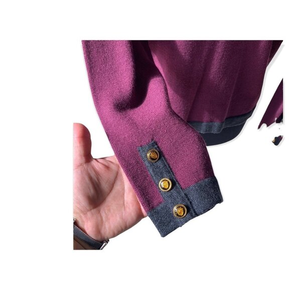 Urban Wool Burgundy/Grey 100% Wool Cardigan M - Picture 4 of 11